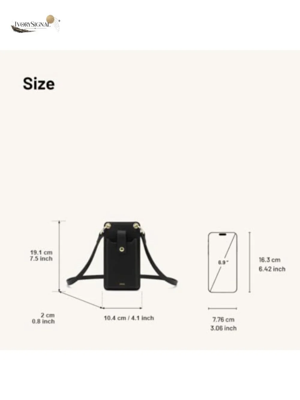 Vegan Leather Crossbody Phone Bag with Gold Hardware, Magnetic Closure,